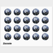 Howling Gray Wolf & Moon Ronde Sticker (Vel)