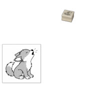Howling Gray Wolf Pup 1x1 Rubberstempel (Gestempeld)