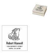 Howling Gray Wolf Pup Address Rubberstempel (Gestempeld)