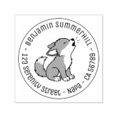 Howling Gray Wolf Pup Round Address Zelfinktende Stempel (Design)