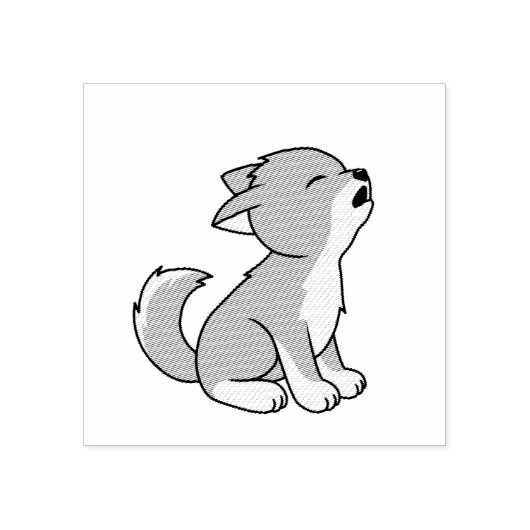 Howling Gray Wolf Pup Rubberstempel (Afrduk)