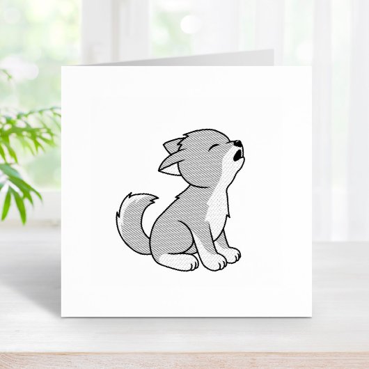 Howling Gray Wolf Pup Rubberstempel