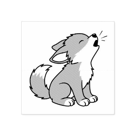 Howling Gray Wolf Pup Rubberstempel (Afrduk)