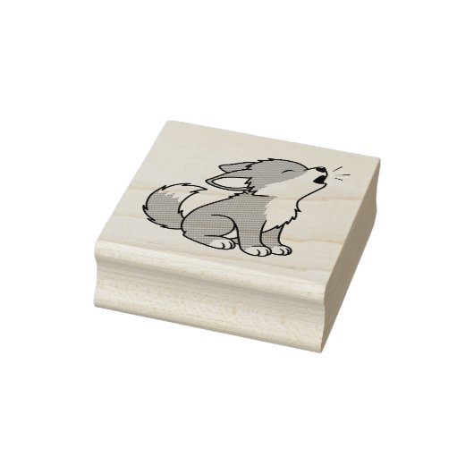 Howling Gray Wolf Pup Rubberstempel (Stempel)