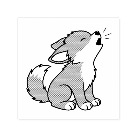 Howling Gray Wolf Pup Zelfinktende Stempel (Design)