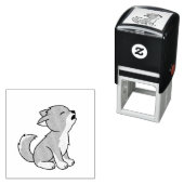 Howling Gray Wolf Pup Zelfinktende Stempel (In situ)