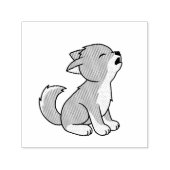 Howling Gray Wolf Pup Zelfinktende Stempel (Design)