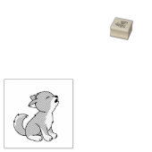 Howling Grey Wolf Pup 1x1 Rubberstempel (Gestempeld)