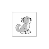 Howling Grey Wolf Pup 1x1 Rubberstempel (Afrduk)
