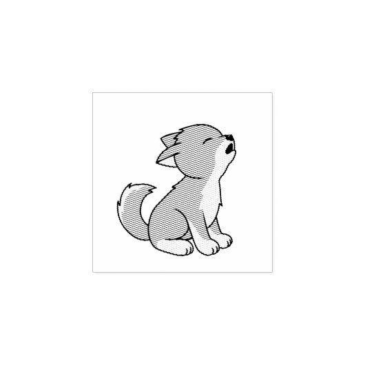 Howling Grey Wolf Pup 1x1 Rubberstempel (Afrduk)