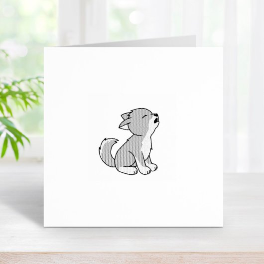 Howling Grey Wolf Pup 1x1 Rubberstempel