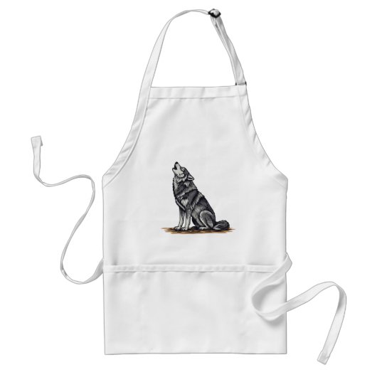 Howling Grey Wolf Vaderdag Gift Wild Life BBQ Standaard Schort (Voorkant)