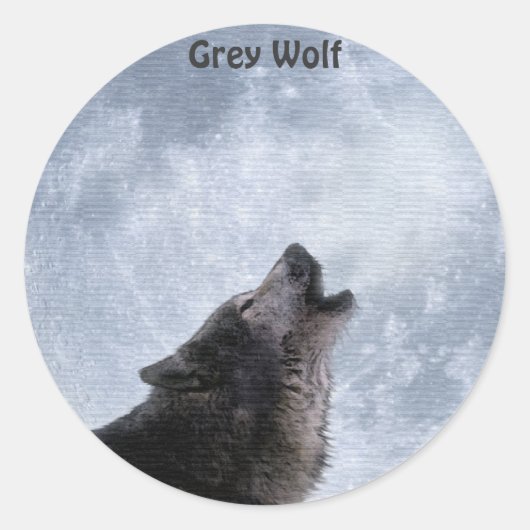 Howling GRIJZE WOLF & MAAN Stickers (Voorkant)