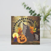 Howling Happy Halloween Spooky Autumn Feestdagenkaart (Staand voorkant)
