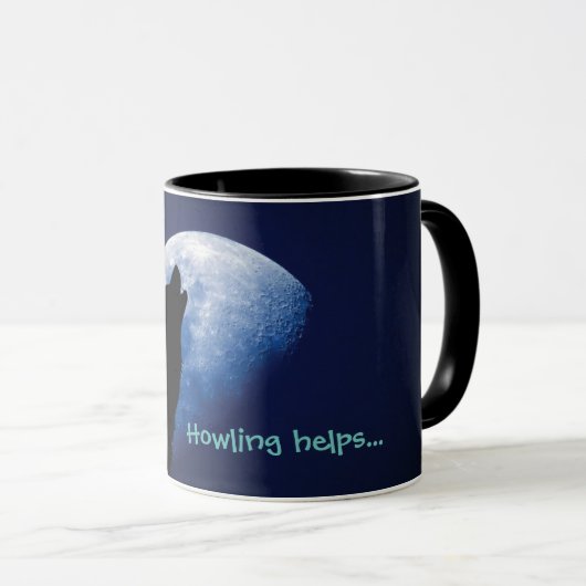 Howling helpt... Dog Mok met Wolf (Voorkant rechts)