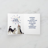 Howling Husky Puppy Birthday Card Editable Kaart (Binnen)