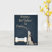 Howling Husky Puppy Birthday Card Editable Kaart (Gele Bloem)