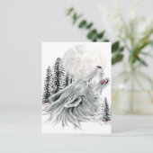 Howling in het gezicht in de maan briefkaart (Staand voorkant)