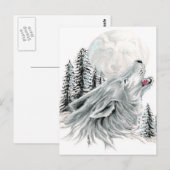 Howling in het gezicht in de maan briefkaart (Voorkant / Achterkant)