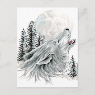 Howling in het gezicht in de maan briefkaart
