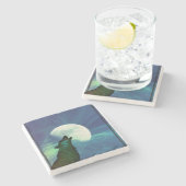 Howling Moon Stenen Onderzetter (Zijkant)