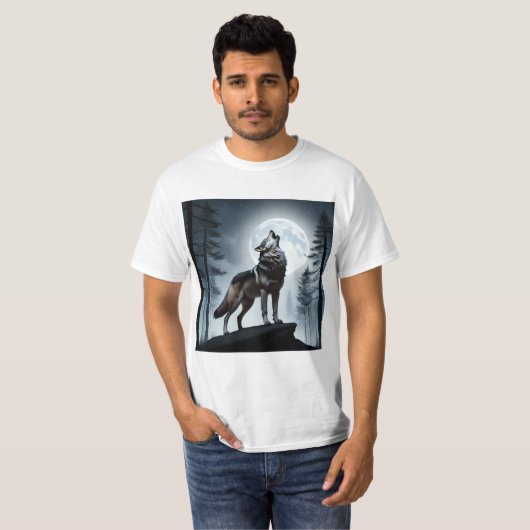Howling Moon Wolf T-shirt (Voorkant volledig)