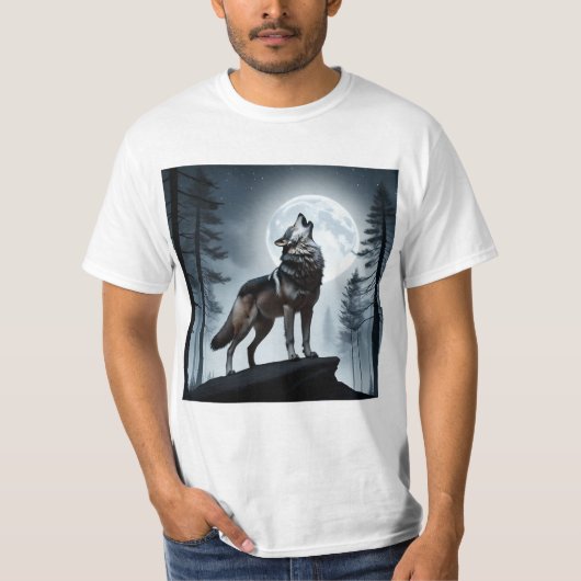 Howling Moon Wolf T-shirt (Voorkant)
