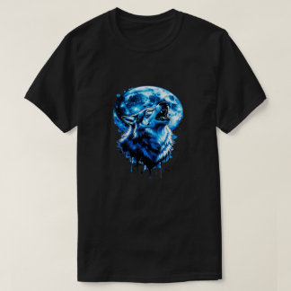 Howling Moon Wolf Tattoo Tee — Blue Ink Dream, Mys T-shirt