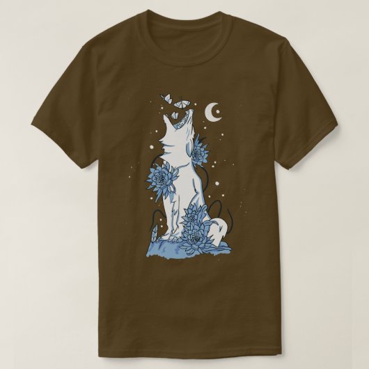 Howling Night White Wolf T-shirt (Design voorkant)