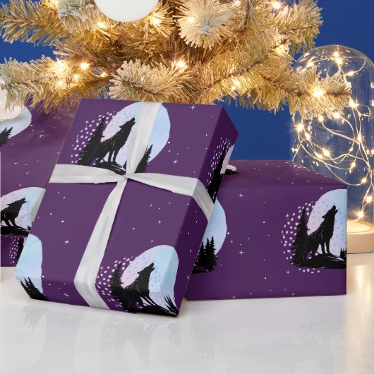 Howling Night Wolf's nachtelijke serenade Cadeaupapier (Feestdagen)