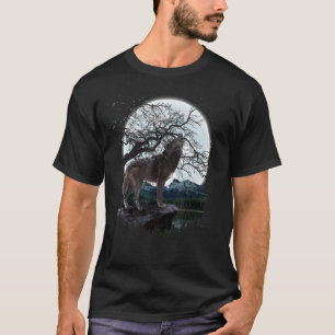 Howling Predator Animal Forest Full Moon Wolf T-shirt