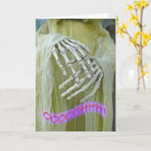 Howling Skeleton Halloween Birthday Card Kaart (Gele Bloem)