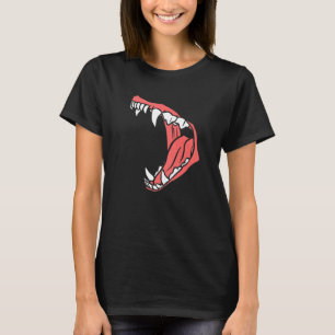 Howling Snarling Wolf Canine Mouth Scary Horror Ha T-shirt