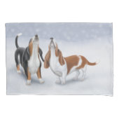 Howling Snow Basset Hounds Pillowcase Kussensloop (Voorkant)