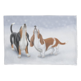 Howling Snow Basset Hounds Pillowcase Kussensloop