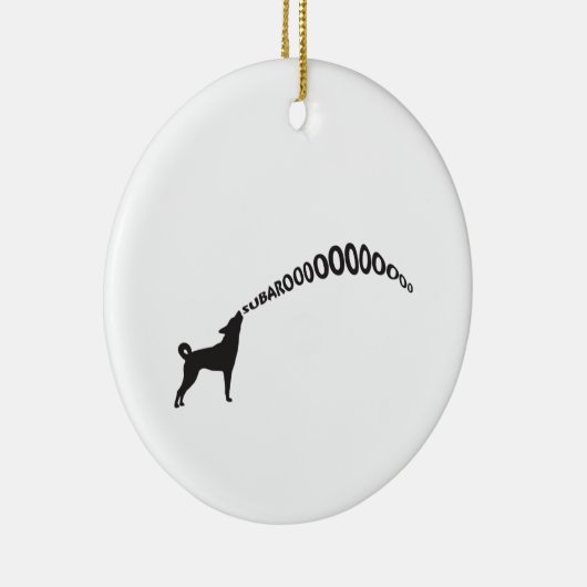 Howling Subaru Dog Keramisch Ornament (Rechts)