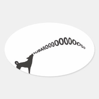 Howling Subaru Dog Ovale Sticker