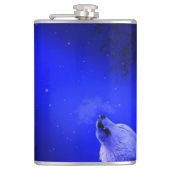 Howling Timber Wolf in de nacht van Snow Lite Heupfles (Voorkant)