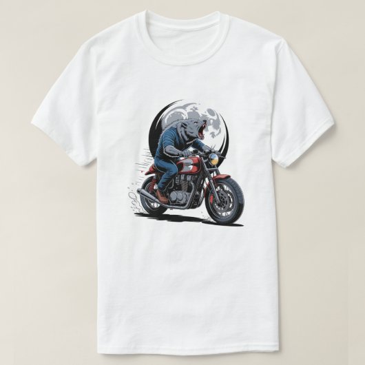 Howling Werewolf Cafe Racer Biker Full Moon T-shirt (Design voorkant)