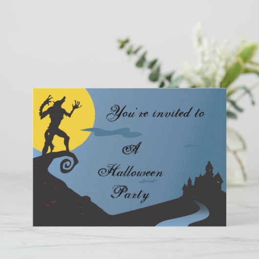 Howling Werewolf Halloween Party Kaart (Staand voorkant)