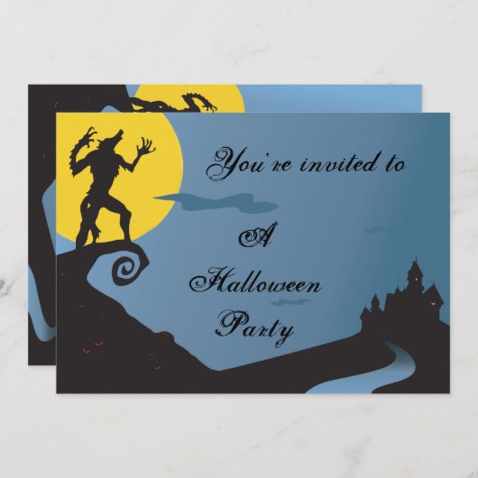 Howling Werewolf Halloween Party Kaart (Voorkant / Achterkant)