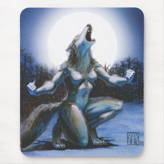 Howling Werewolf Woman Mousepad Muismat (Voorkant)