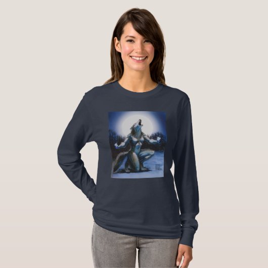 Howling Werewolf Woman T-shirt (Voorkant volledig)