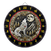 Howling White Wolf inspireert focus kracht Dartbord (Voorkant)