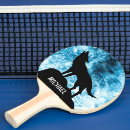 Howling Winter Wolf sneeuwachtig blauw Custom name Tafeltennisbatje
