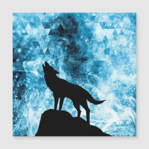 Howling Winter Wolf sneeuwblauwe rook Abstract
