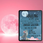 Howling with Joy, Wolf Pink Baby Shower Kaart