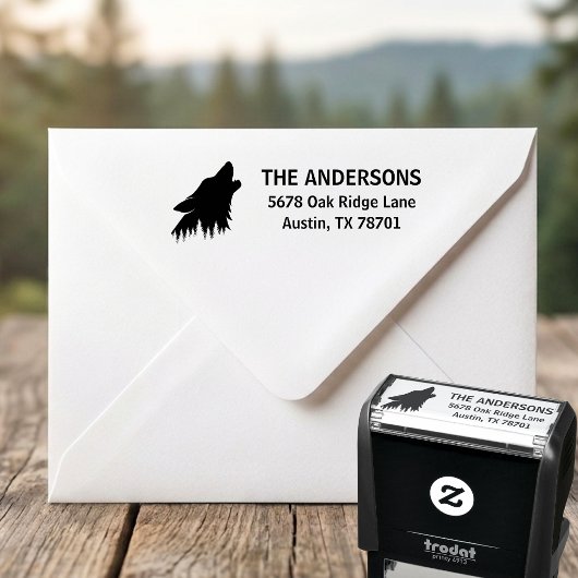 Howling Wolf Aangepast Retouradres Zelfinktende Stempel