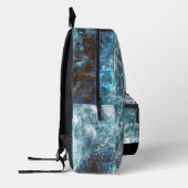 Howling Wolf abstract aqua blauw zwart Monogram Bedrukte Rugzak (Links)