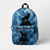 Howling Wolf abstract blauw zwart Bedrukte Rugzak (Voorkant)